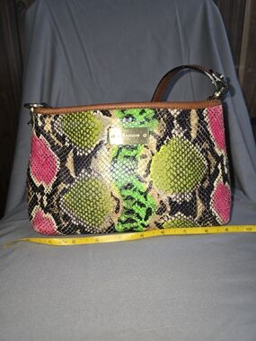 Brahmin Neon Snake-Print Wristlet - Pink & Lime